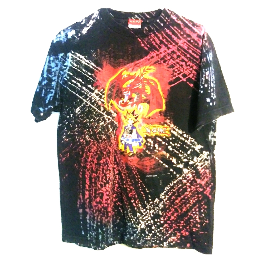 Vintage Yu-Gi-Oh! T-Shirt splatter tie dye Mens